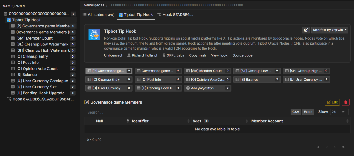 Data Viewer Sidebar with projection list